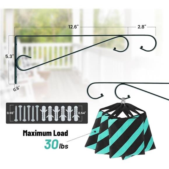 Plant Hangers Outdoor 2 Pack 15.5 Inch Metal Plant Hooks for Wall, Decorative - Picture 3 of 7